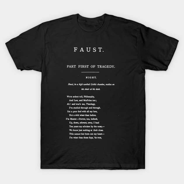 HIGH RESOLUTION Faust Johann Wolfgang von Goethe First Page T-Shirt by buythebook86